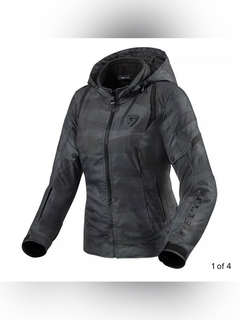 NWT Women's Black Hooded Motorcycle Jacket Size M REV'IT!